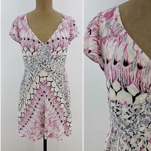 Free People Pink Floral Dress with Flutter Sleeves. Size 12